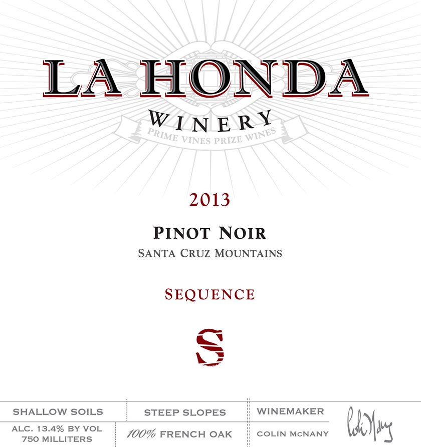 2013 Sequence Pinot Noir Label