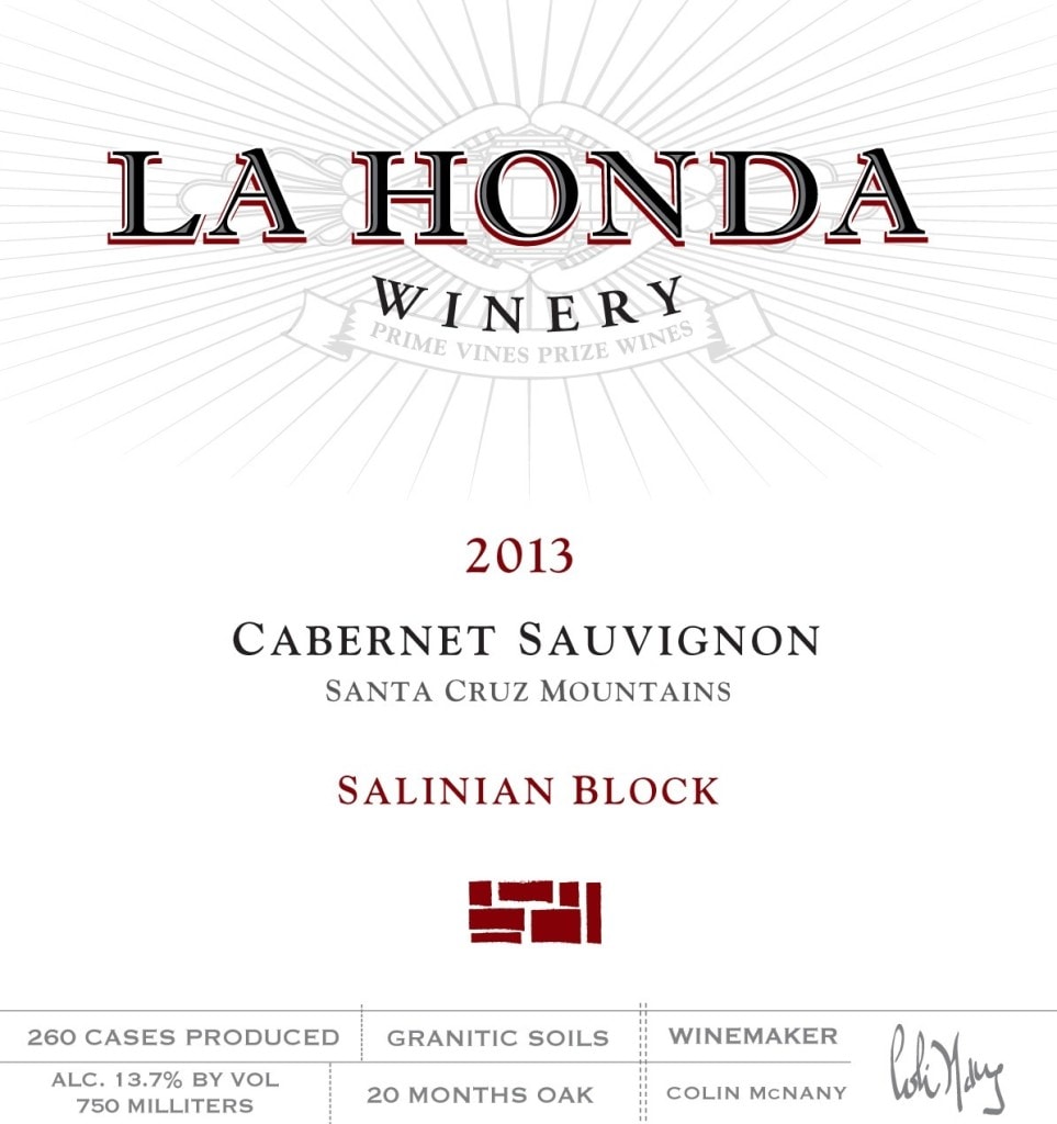 2013 Salinian Block Cabernet Sauvignon Label
