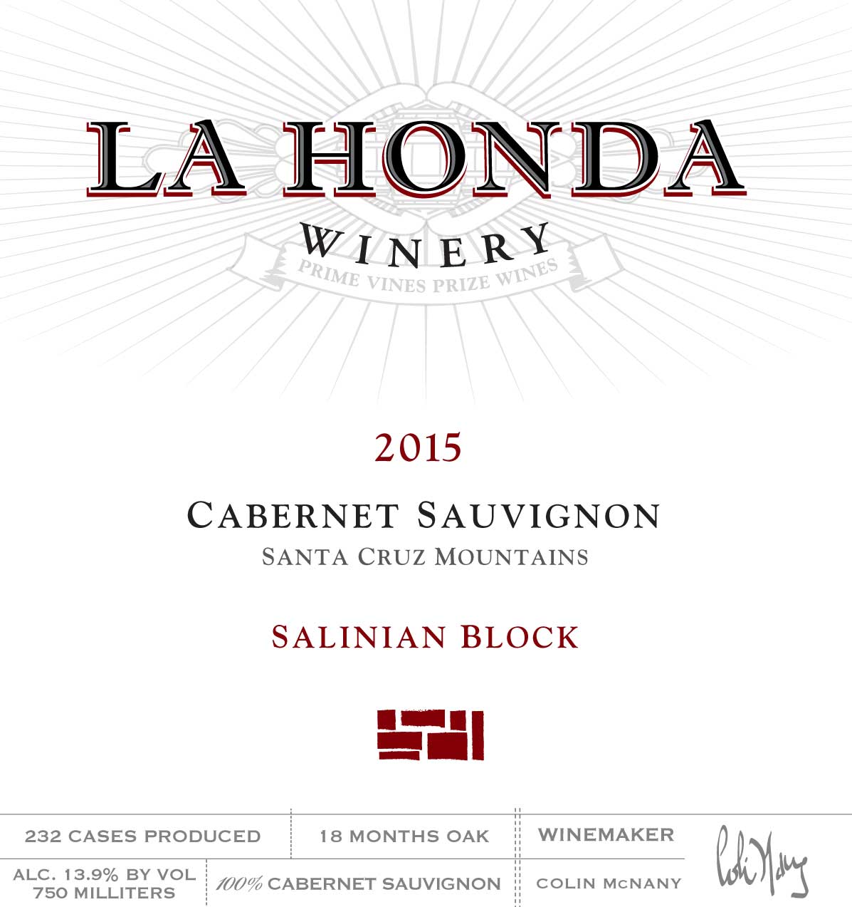 2015 Salinian Block Cabernet Sauvignon Label