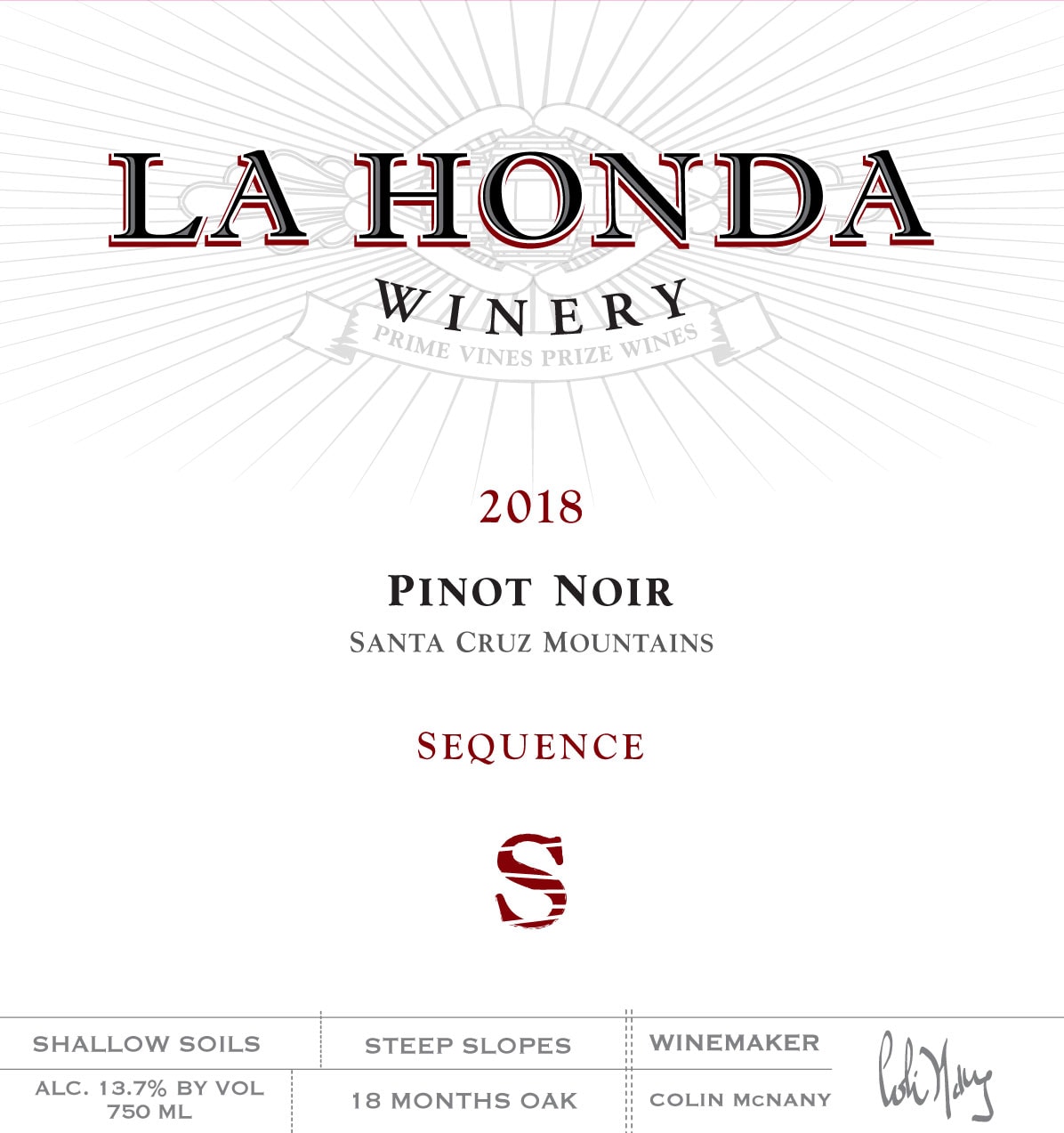 2018 Sequence Pinot Noir Label