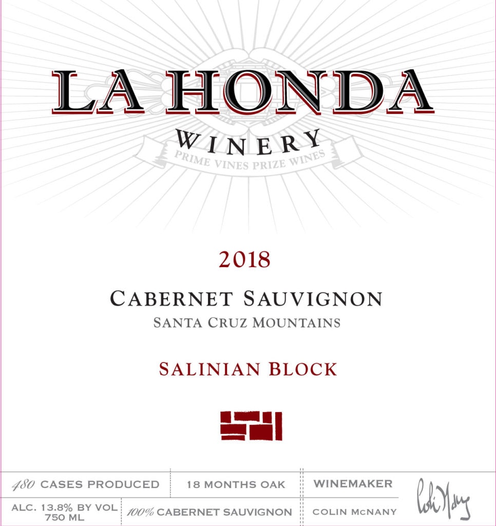 2018 Salinian Block Cabernet Sauvignon Label
