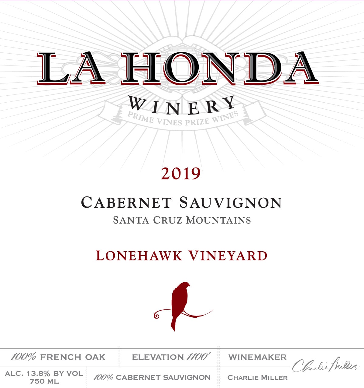 2019 Lonehawk Cabernet Sauvignon Label